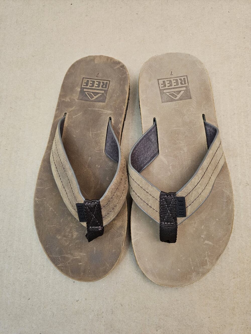 Mens Reef Flip Flop Sandals Size US 7 Brown Leather